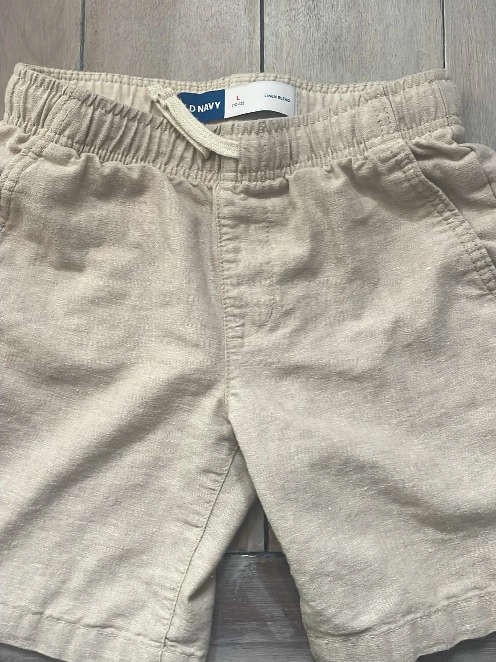 Old Navy Cream Drawstring Linen-Blend Kids Shorts